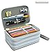 YOUSHARES 72 Slots Pencil Case - PU Leather Handy Multi-layer Large Zipper Pen Bag with Handle Strap for Colored/Watercolor Pencil (Gray)