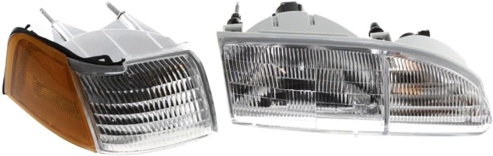Pair Set of 2 Corner Lights Parking Side Marker Lamps Passenger Right Hand Clear&Amber Lens for Ford for Thunderbird 1994-1995 without Bult-Assembly 16580231 E9SZ13200A