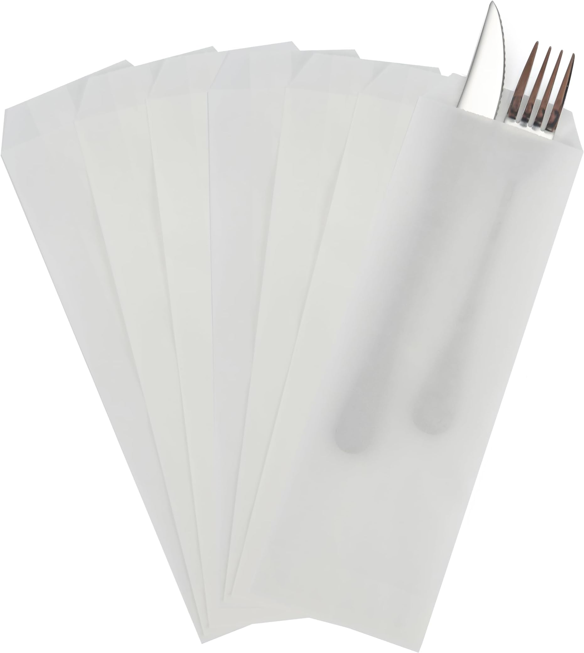 200 Count 3x10 Inches White Glassine Paper Bag Cutlery Bags Silverware Bags for Party Bakery Treats Kitchen