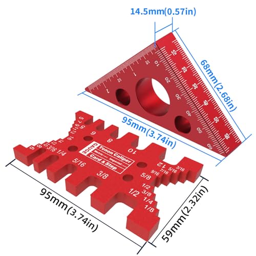 Regla triangular de aluminio carpintería cuadrada y cola de milano herramientas de medición 5