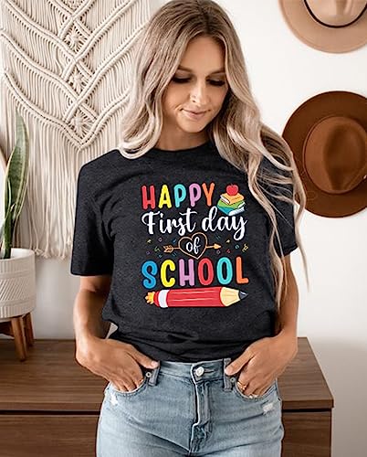 First Day of School Shirt Women Teacher Life T Shirts Back to School Gift Tee Tops for School Teachers Students - Image 3