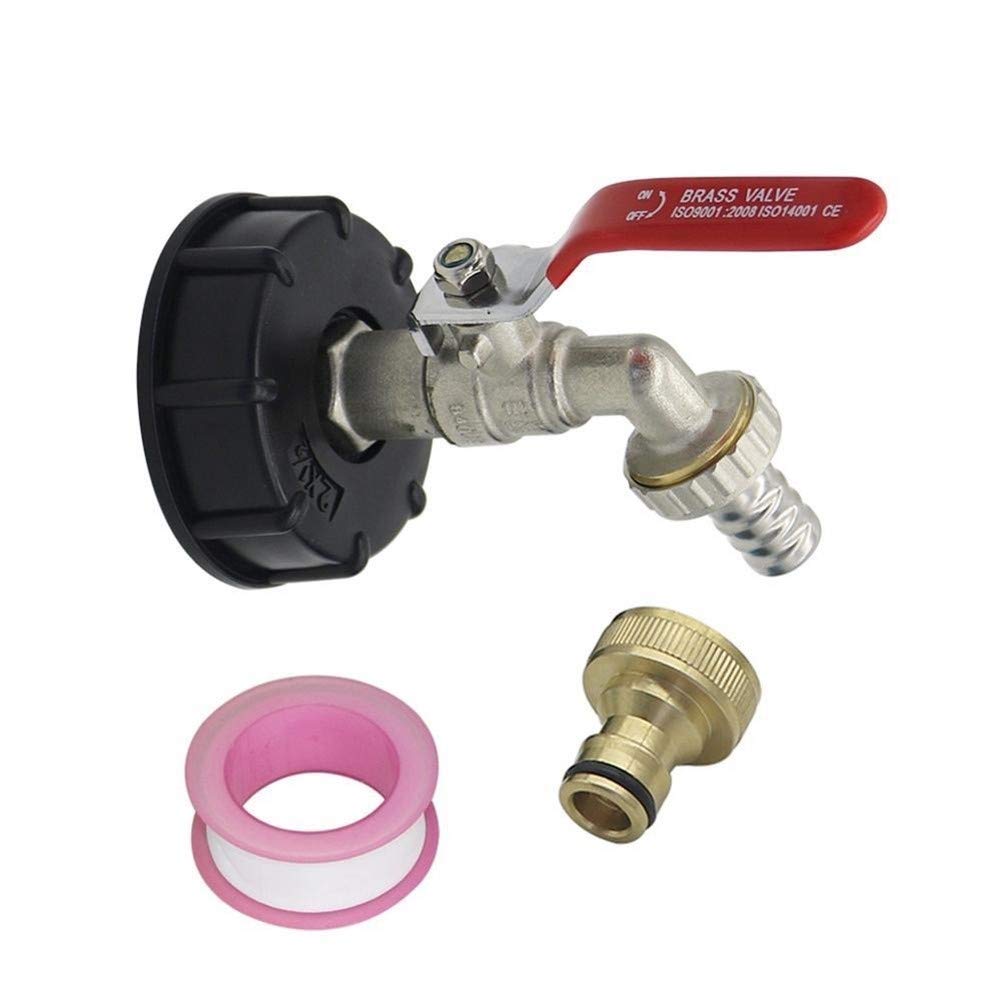 Złącza wody ogrodowej Adapter kranu spustowego 60 mm gwint żeński do 1/2 "gwint męski IBC zestaw adaptera zaworu zbiornika żelazny mosiężny kran (kolor: 1) (1)