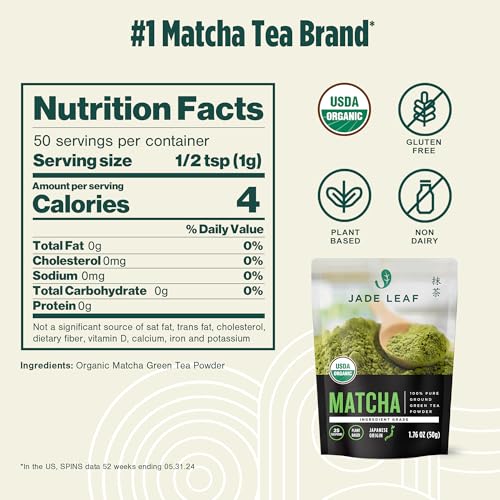Image of Jade Leaf Matcha Organic Ingredient Grade Matcha Powder - Japanese Green Tea for Baking, Smoothies, Lattes, and Skin Care, 454g / 16 Ounce Bulk Pouch (Pack of 1)