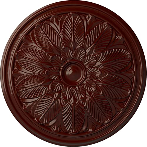 Image of Ekena Millwork CM22BOBMF 22 5 /8 OD x 1 3 /4 P Bordeaux Ceiling Medallion (fits Canopies up to 3 1 /4), Brushed Mahogany