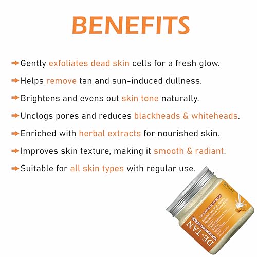 Image of De-Tan Removal Face & Body Scrub | Enriched with Milk, Honey, Niacinamide & Walnut Beads | Tan Removal, Brightening & Skin Polishing Exfoliator - 400ml