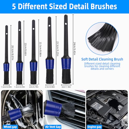 30PCS Nettoyage Voiture, Sac de rangement inclus,Pinceau Detailing Auto,Detailing auto pour le nettoyage des voitures,kit de détail de voiture,Comprend des tête de brosse,chiffon de nettoyage,etc – Image 3
