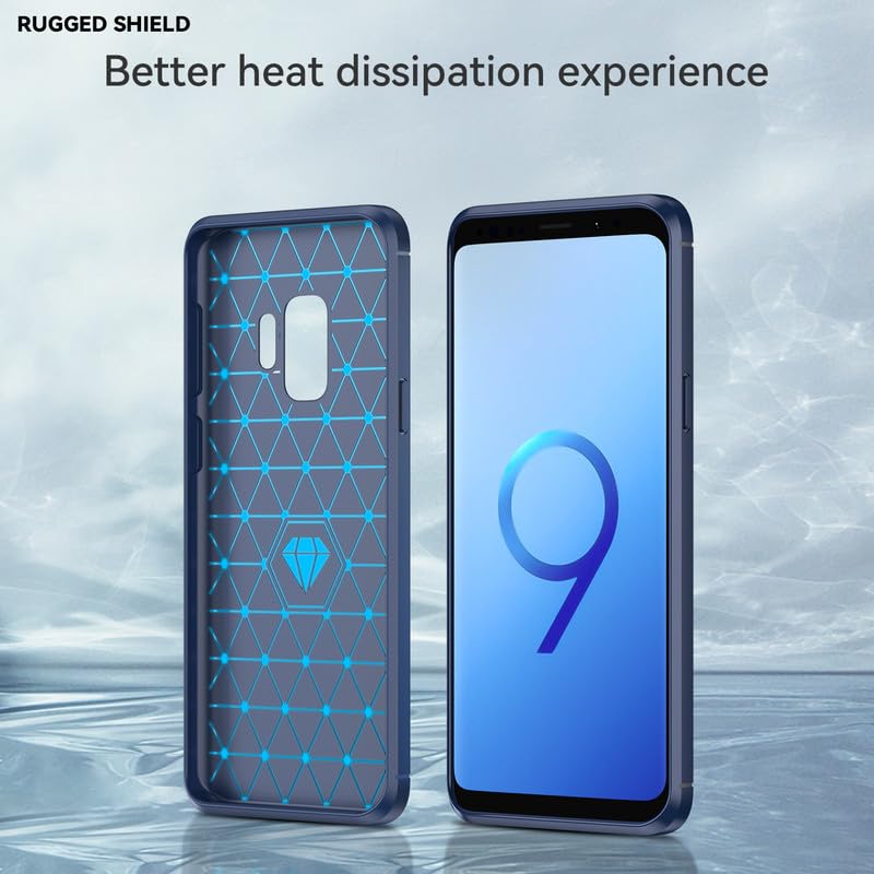 Image of Hybrid Carbon Fiber Back Case for Samsung Galaxy S9 (Blue)
