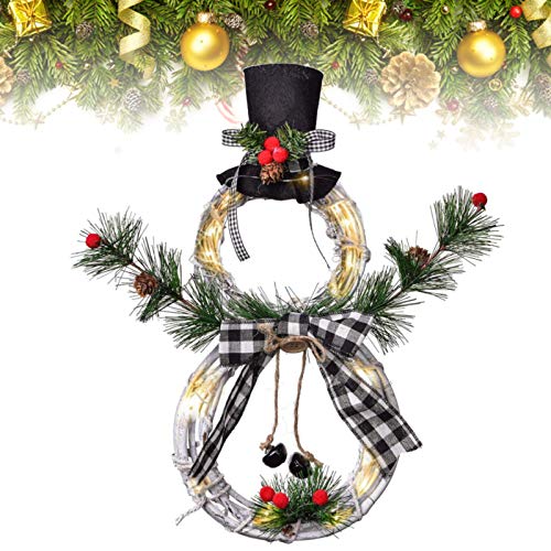 Christmas Round Triangular Bowknot LED Light Wall Supplies Home Decoration Garland Pendant Lights Pendant Snowman LED Wall Hanging Ornament Home Decor for Home Party Door Window Decor Round White