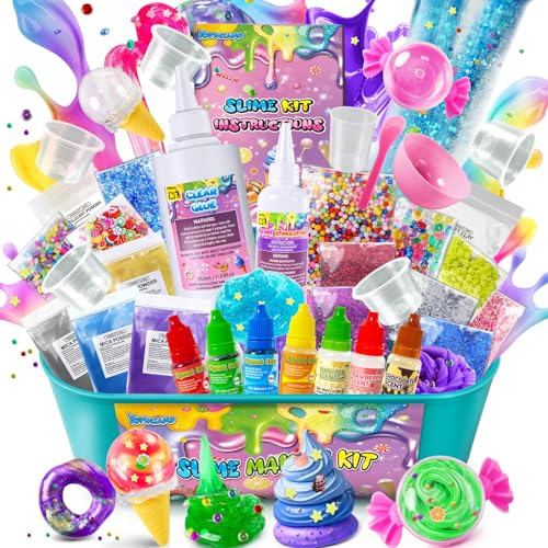 YOPINSAND DIY Slime Kit, Galaxy & Glow in Dark Slime Making Kit per bambini 6-12, Laboratorio Creativo per Fabbricare Slime con Accessori - DIY Slime Bambini Ragazze Gioco Giocattoli Bambina Regalo