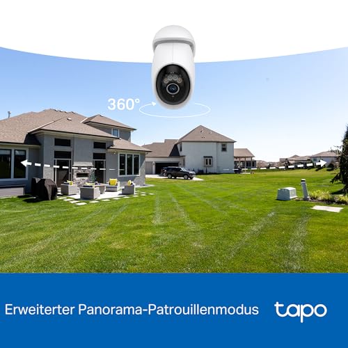 Tapo C560WS 4K 360° WLAN-Überwachungskamera für außen, Wi-Fi 6 Dual-Band, Farbnachtsicht, kostenfreie KI-Erkennung, Smart Tracking, Licht- & Ton-Alarm, Zwei-Wege-Audio, MicroSD-Karte Bis zu 512 GB