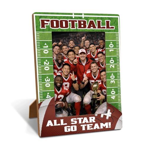 XQLSR Football Picture Frame, All Star Go Team Picture Frames, Sports Themed Photo Frame for 4x6 Inches Photos, Tabletop Display Frames for Football Players and Coaches, Sports Decor for Home