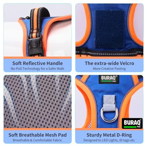 Image of Buraq Pets Premium Dog Harness with Leash | Reflective | No Pull Adjustable