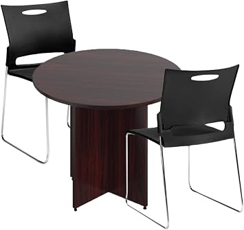 GOF 36" Round Table 36W x 36D x 29.5H, Cherry, Espresso, Mahogany, Walnut Mahogany 3-Piece Table Set