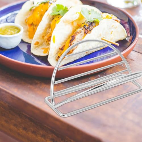 Support à tacos en acier inoxydable 4 pièces argenté pour restaurant - 5