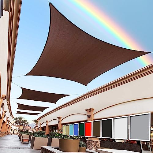 Royal Shade Toldo cuadrado de 14 x 14 pies, color marrón, RS-SLR, UPF50+ 95% de bloqueo UV, 200 g/m², estándar comercial, resistente, tela de malla permeable al agua y al aire para patio (hacemos