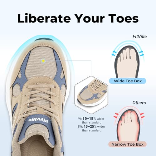 Image of FitVille Wide Walking Shoes for Men Extra Wide Width Sneakers with Arch Support for Flat Feet Heel Pain Relief Plantar Fasciitis - Rebound NEO V1