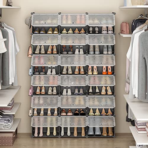 MAGINELS 72-Pair Shoe Rack Organizer DIY Storage Cabinet Shelf for Entryway, Closet,Black