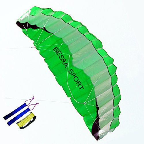 Besra Huge 102inch Dual Line Parachute Stunt Kite with Flying Tools 2.6m Power Parafoil Kitesurfing Training Kites Outdoor Fun Sports for Beach (102inch Green)