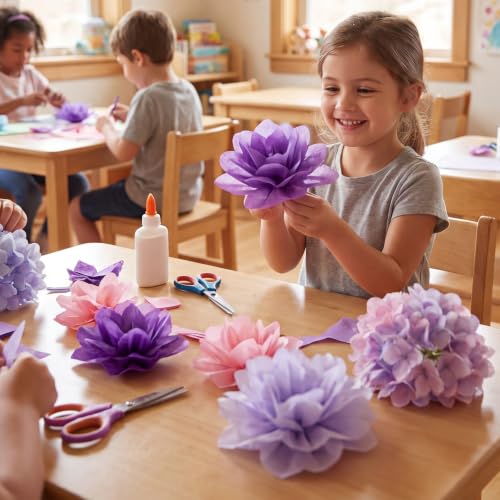 Image of 160 Sheets Purple Tissue Paper for Gift Bags 14 x 20 Inch | 4 Colors Soft Tissue Paper for Gift Wrapping DIY Crafts Weddings Birthdays First Day of School Decorations