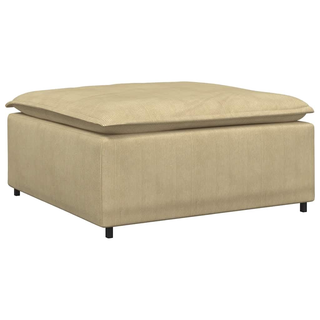 Sofá modular, módulo reposapiés, color verde grisáceo con acolchado de tela de pana 100 x 100 x 48 cm, marco de metal, taburete para salón, ergonómico y flexible
