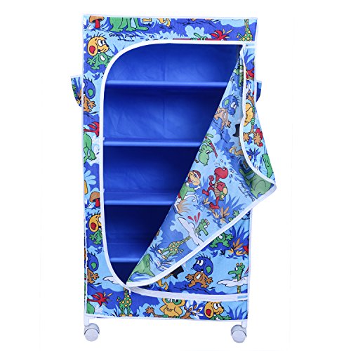 Image of Little One'S | 5 Shelves Baby Foldable Wardrobe | Jungle Blue (Made In India) - Fabric
