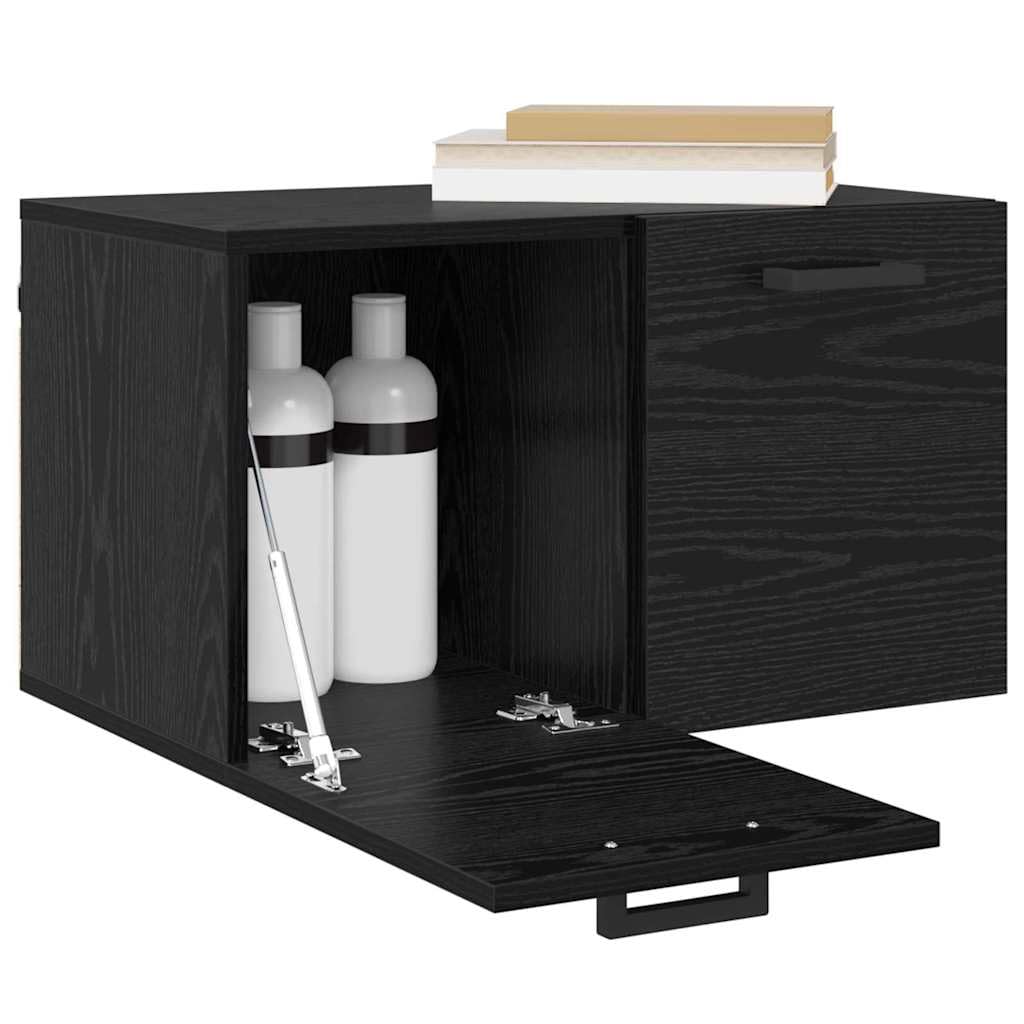 Armadio da parete nero effetto rovere, 60 x 36,5 x 35 cm