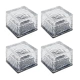 TECBOX Solar Garden Brick Light，Creative Ice Cube Lights Waterproof LED Frosted Glass Brick Rock Lamp In-ground Buried Lights for Outdoor Bar Path Pond Home (4PCS-WHITE)