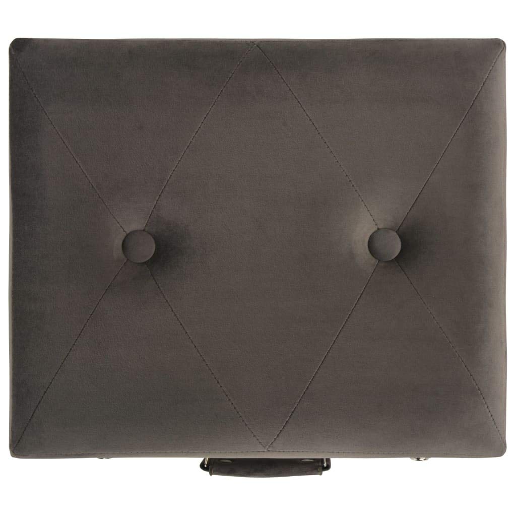 Taburete con espacio de almacenamiento, 3 unidades, terciopelo gris, patas de madera maciza, taburete grande y pequeño con compartimento, cofre versátil para pasillo, dormitorio, pasillo