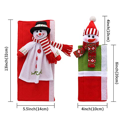 image for OurWarm Christmas Refrigerator Handle Covers Set of 4, 3D Cute Snowman