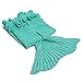 AmyHomie Mermaid Tail Blanket, Little Mermaid Soft Crochet All Seasons Sleeping Blanket for Kids, Mermaid Gift for Girls (Scale Green, Kids)