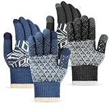 【Elastische Bündchen】Weiche, warme gestrickte touchscreen-handschuhe mit hervorragender elastizität, die sich den meisten händen anpassen. Die elastischen bündchen sorgen dafür, dass die strickhandschuhe perfekt zu ihren händen passen und verhindern, dass im winter wind und schnee in ihre hände eindringen.