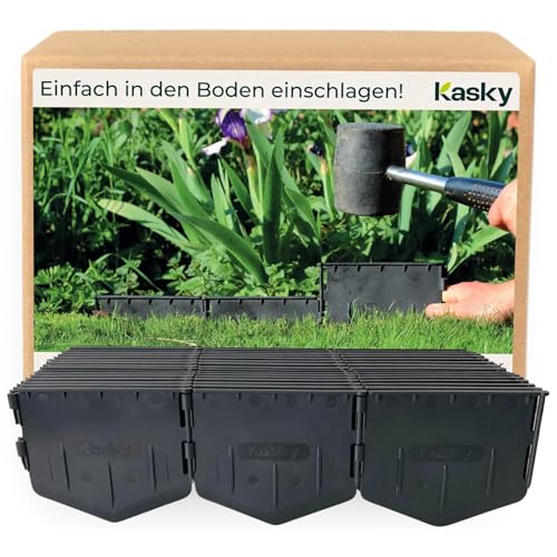 Leicht zu verarbeitende Rasenkante Kunststoff - Einfach einschlagen, Keine Gräben ausheben - Sehr Stabile & Flexible Beeteinfassung - Unsichtbare Beetumrandung aus recyceltem Plastik - 10,7 m