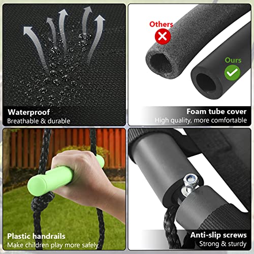 Zbzbml 40 Inch Hanging Tree Swing With Pp Mat For Kids And Adults - Durable, Safe, And Easy To Install,Black Outdoor Saucer Swing,Flying Saucer Web Circle Swing For Yard Garden Playground Park,As Gift #TOP2