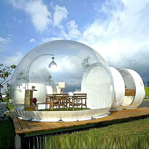 Outdoor Inflatable Bubble Camping Tent Clear Dome Camping Cabin with Quiet Air Blower for DIY Outdoor Family Backyard Camping Stargazing (10ft Transparent Tent + 6.6ft White Tunnel)