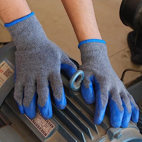 Image of Multipurpose Nylon Anti Cut PU Nitrile Coating Work Safety Gloves, Hand & Fingers, Gardening, Mechanical, Construction, Agriculture & Automotive - Durable & Comfortable (4 Pairs Blue Grey)