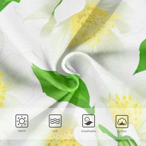 Girls Underwear Toddlers 2t Cotton Cute Panties Girl Fun Print Briefs Underpants White Jasmine Flowers Green Leaves3