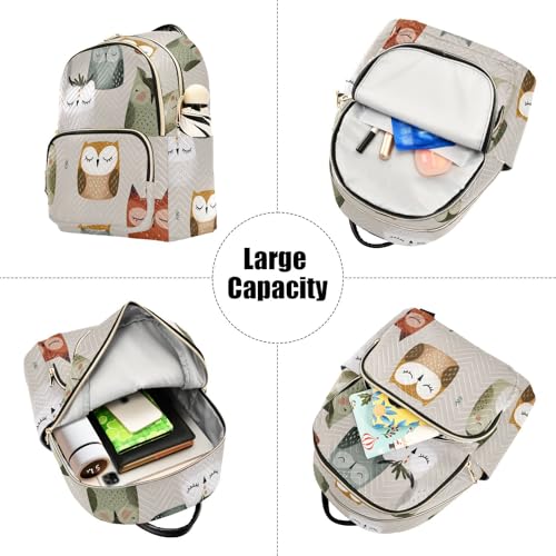 Mochila de búho beige para evitar dolor de espalda en viajes 5