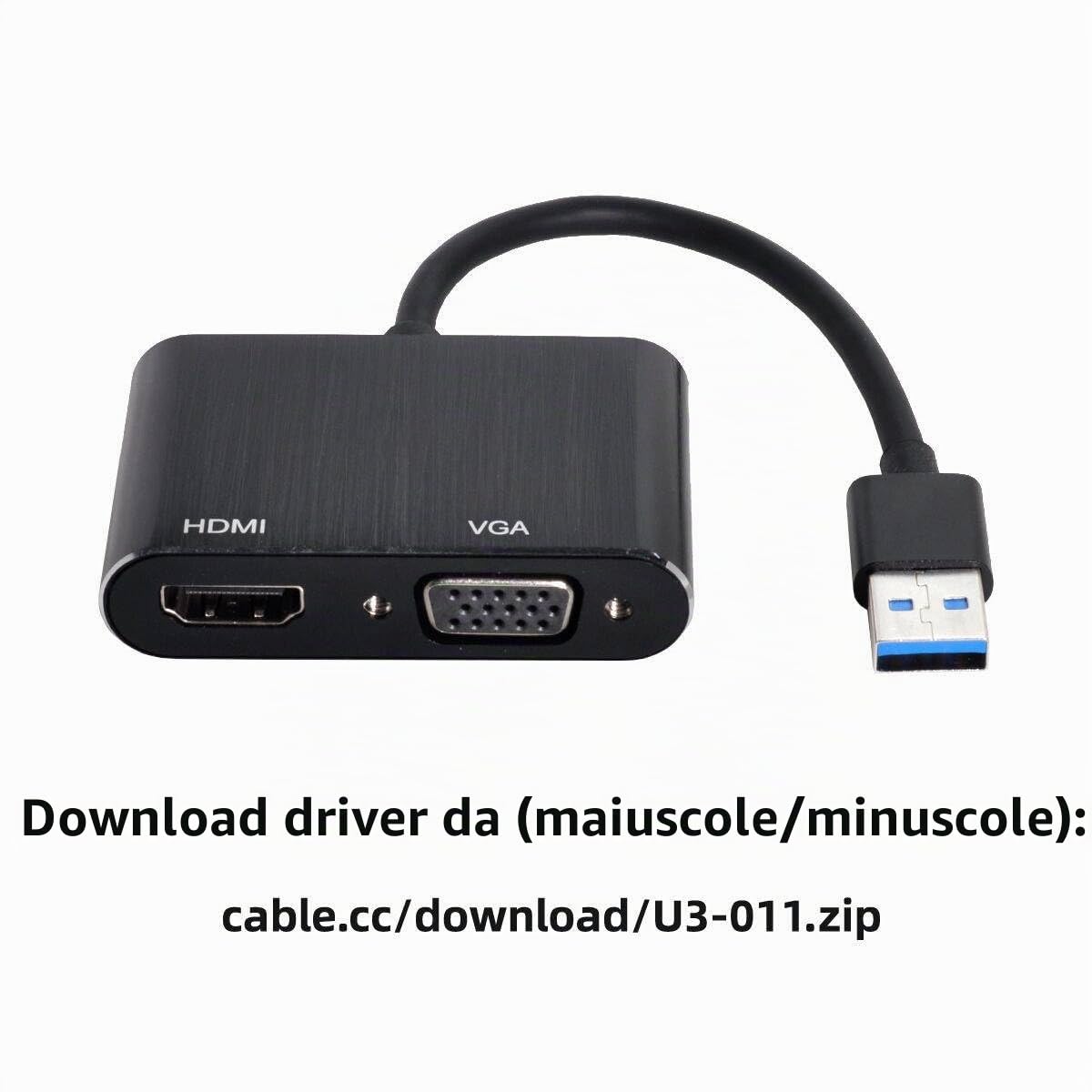 Cablecc Cavo adattatore da USB 3.0 e 2.0 a HDMI e VGA HDTV Scheda grafica esterna per Windows Macbook Laptop