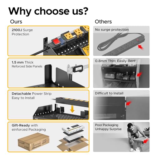 CRST-Power-Tool-Organizer-Wall-Mount-with-Charging-Station-Cordless-Drill-Holder-with-8-Outlet-Heavy-Duty-Power-Strip-Modular-Garage-Organization-Storage-Rack-Shelf-DIY-Pegboard-Gift-for-Men-Black