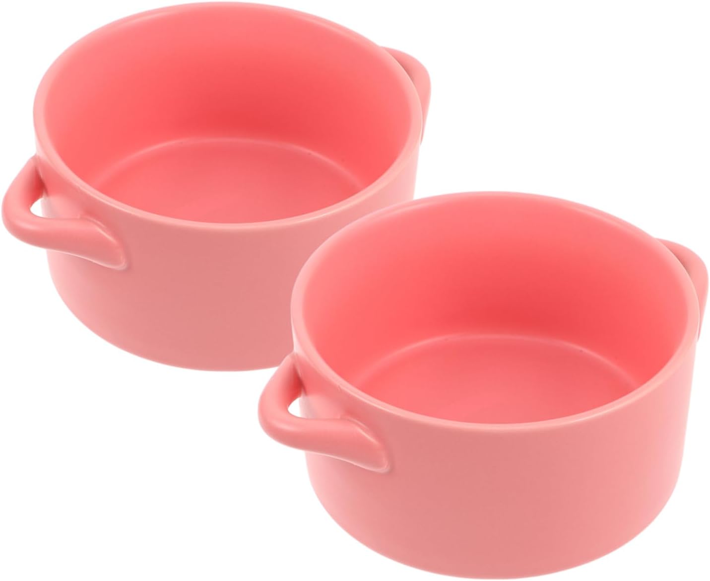 PRETYZOOM 2pcs Cute Ceramic Baking Tray Handles Round Dish for Lasagna Casserole Oven Microwave Safe for Home Restaurant