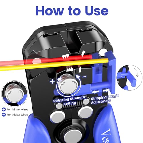 Wire Stripper and Crimping Tool,AWG 24-10 Automatic Stripper Tool with AWG 22-10 Ratchet Wire Crimper For Heat Shrink Connectors and Insulated Terminals, 3 in 1 Stripping/Cutting/Crimping - Image 6