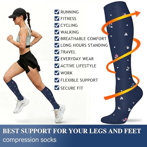 Image of Sooverki Compression Socks for Women and Men Circulation (3 /4 Pairs) is Best Support for Running Athletic Cycling Hiking