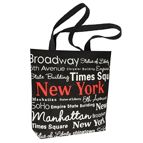 Bolso Tote New York City Negro Lienzo 14 pulgadas miniatura 1
