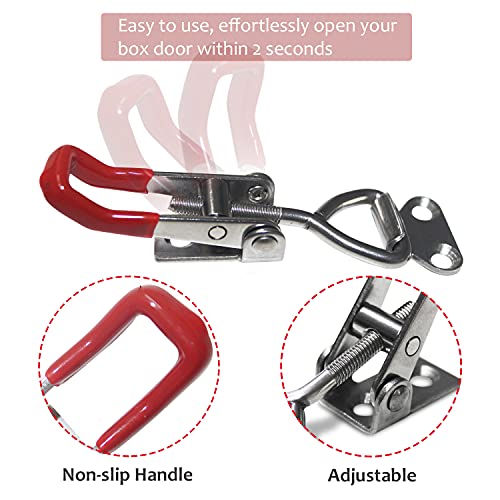 Image of 2pcs Toggle Latch Clamp 4001, Adjustable 304 Stainless Steel Pull Hasp Latches, Quick Release Hand Tool Toggle Clamp for Smoker Lid Jig,Case Trunk,Door,220Lbs Holding Capacity