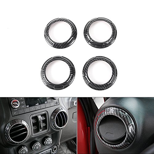 RT-TCZ Carbon Fiber Air Condition Decoration Interior Trim Kit, Accessories for Jeep Wrangler JK JKU 2011-2017