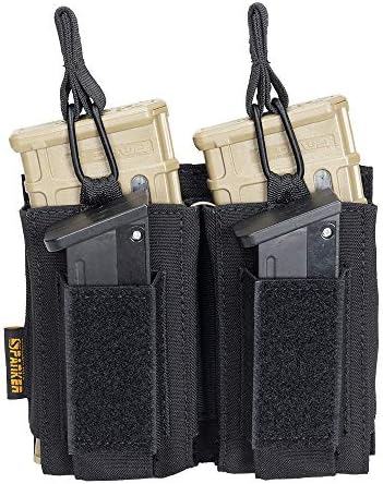 EXCELLENT ELITE SPANKER Open-Top Single/Double/Triple Molle Mag Pouch for M4 M14 M16 AK AR Elastic Rifle Magazines for Pistol Mag Pouch(Black)
