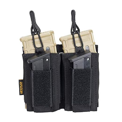 EXCELLENT ELITE SPANKER Open-Top Single/Double/Triple Molle Mag Pouch for M4 M14 M16 AK AR Elastic Rifle Magazines for Pistol Mag Pouch(Black)