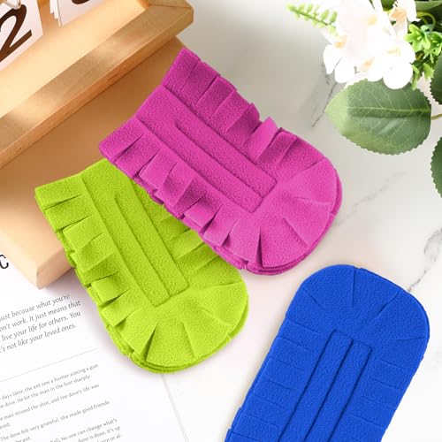 Image of Zubebe 3 Pcs Reusable Duster Refills Fleece,Rose Red,Green, Blue | Soft Polyester Fiber Flat Duster Refill Multi Surface Washable Cleaning Pad Tools for Home, Blinds, Car, Pet, Furniture, Fans