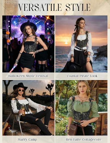 Image of Scarlet Darkness Corset Tops for Women Renaissance Underbust Corset Boned Lace Up Corsets
