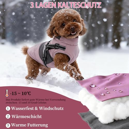 Lairle Hundemantel Winter Hundejacke Hundegeschirr Mantel Welpenmantel Jacke Weste Kleidung Kleines Hundegeschirr Hundemäntel für kleine mittelgroße Hunde